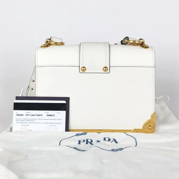 SOLD Prada Cahier Medium White Leather Cross Body Bag - Picture 2 of 8
